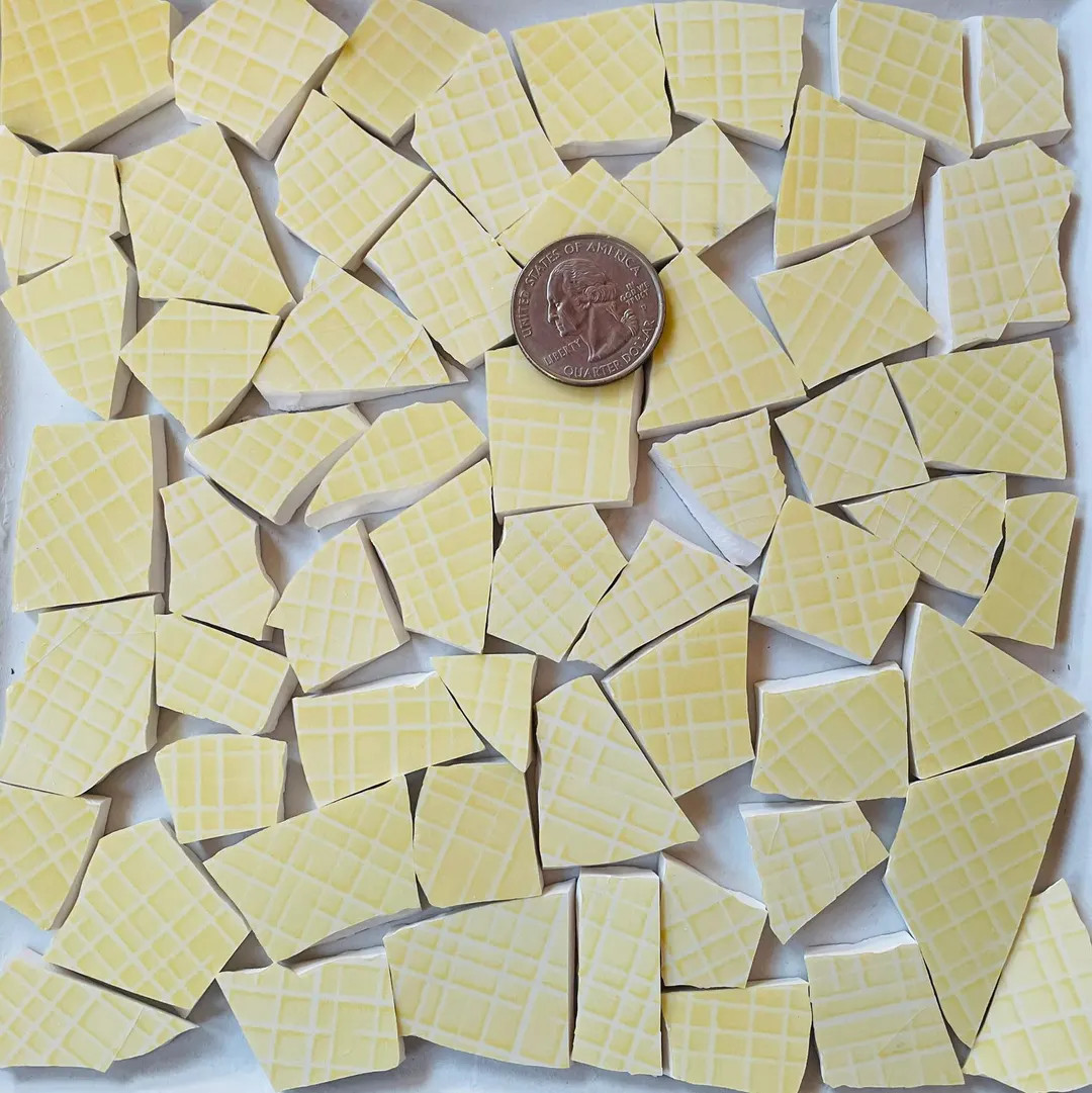 Broken China Mosaic Art Craft Supply Hand Cut From Dinner Plates Yellow Tiles F423 - Etsy | Etsy (US)
