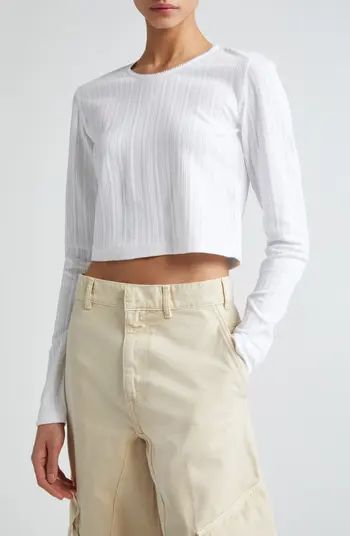 Anchor Embroidered Cotton Pointelle Crop Top | Nordstrom