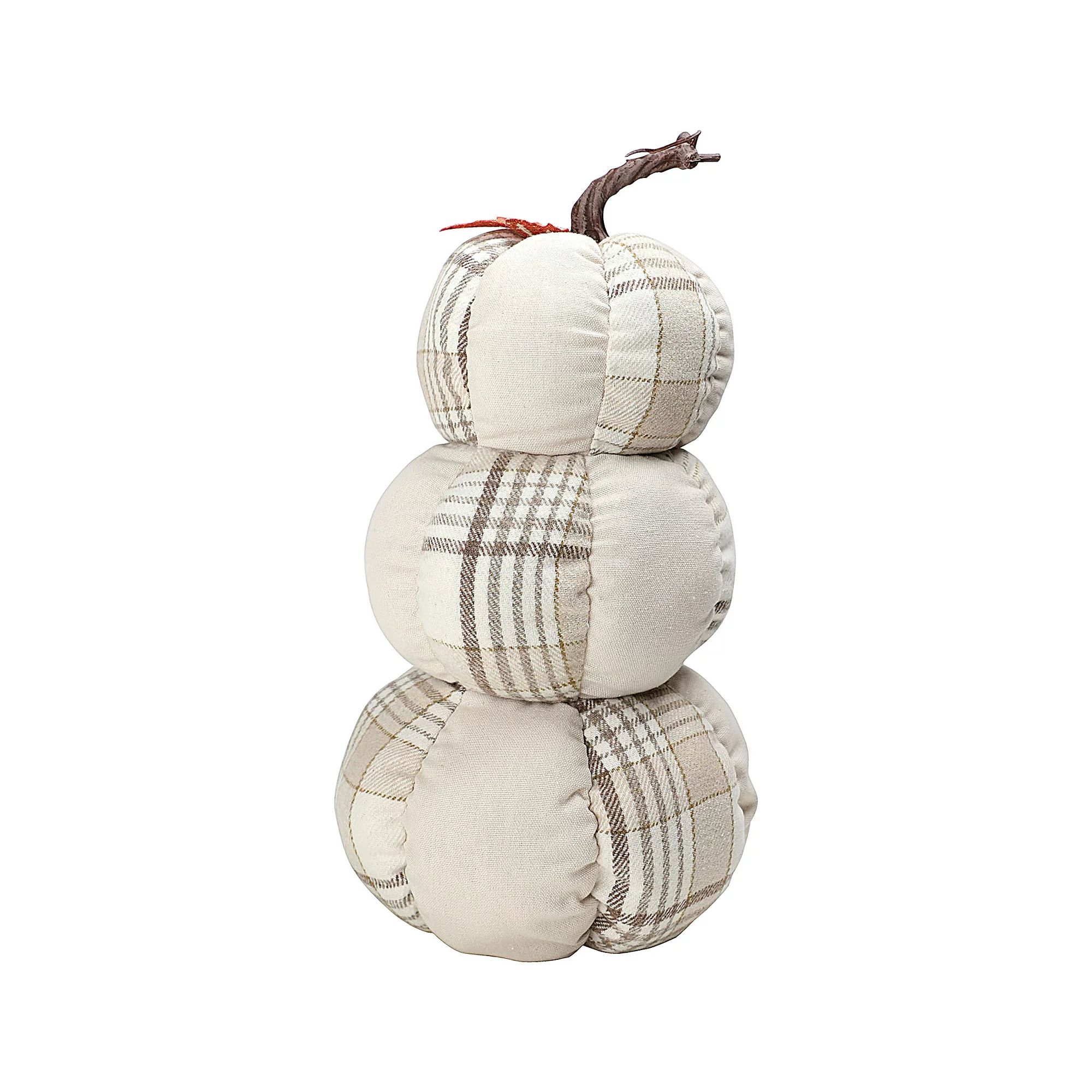 Way To Celebrate Stacked Fabric Plaid Pumpkins, Harvest Décor; 13" Tall | Walmart (US)