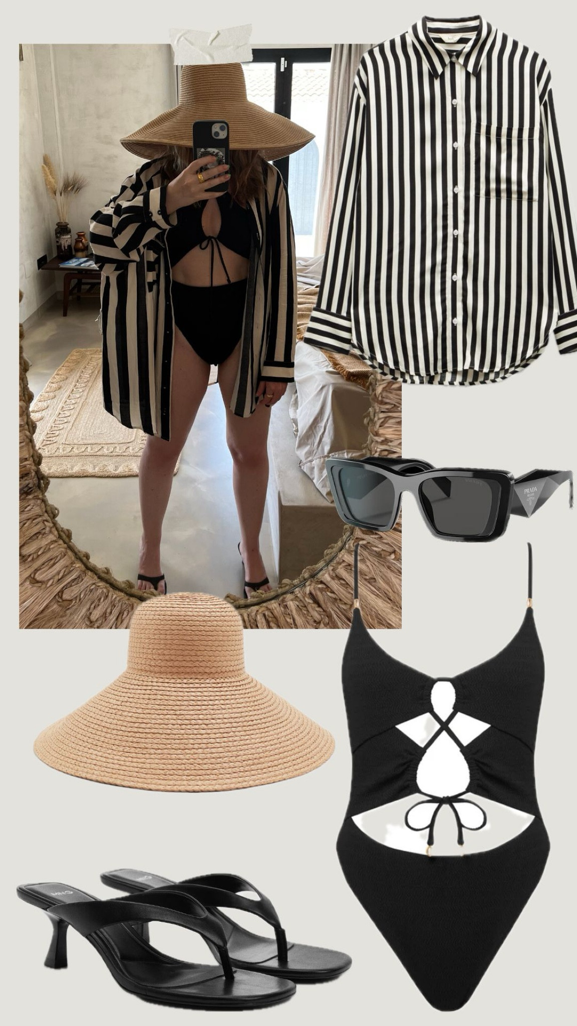 GET THE LOOK | Monochrome for the sunshine 🖤🤍
Black cut out swimsuit | Black and white shirt | Poolside outfit | Summer outfits | Holiday outfits | Big straw hat | Wide brimmed hat | Holiday sunhats 

#LTKsummer #LTKswimwear #LTKSummerSale