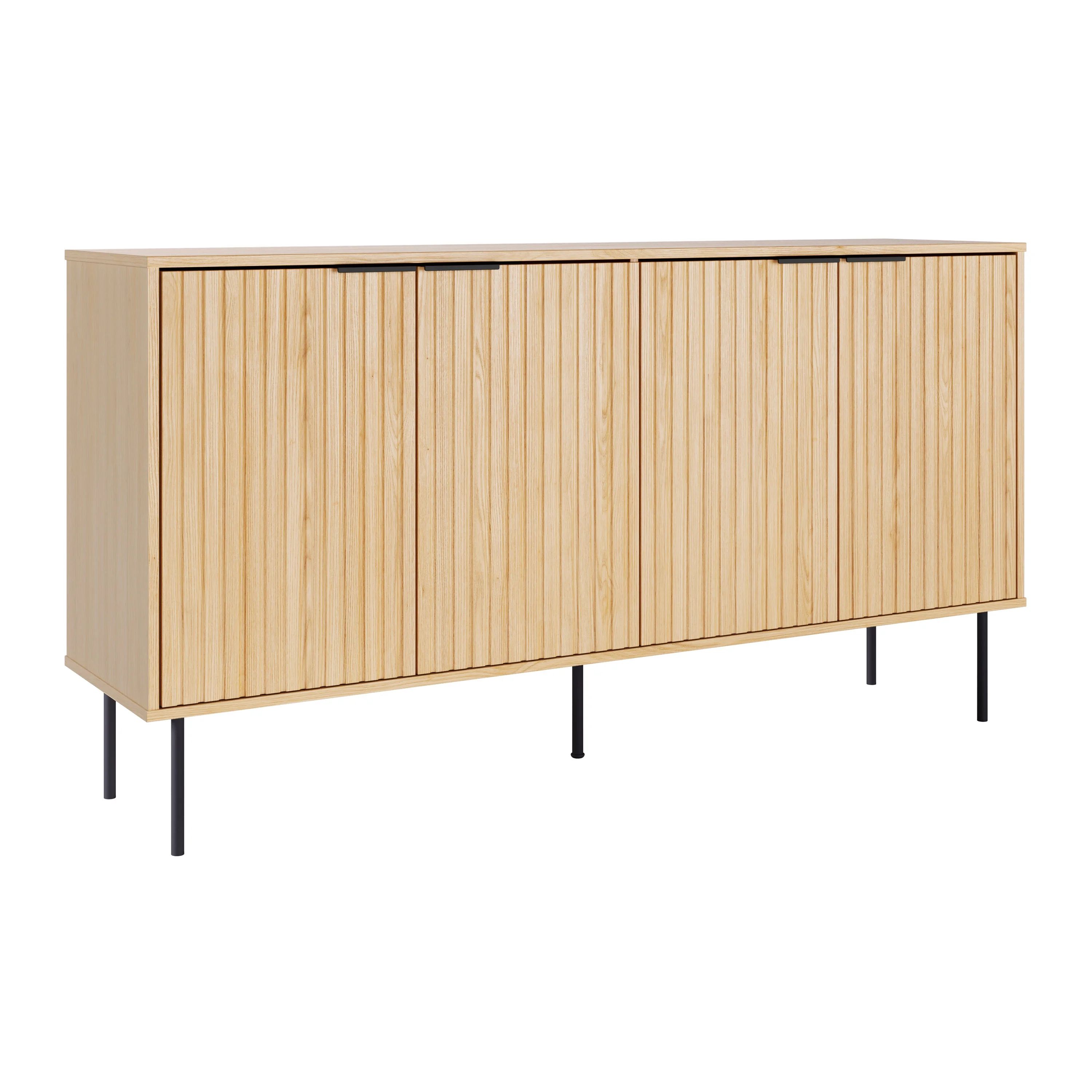 Kris & Ally Evander Light Brown Faux Wood Grain Fluted Sideboard with Metal Legs for Entryway, Di... | Walmart (US)