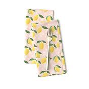 Lemons on pink - rotated | Spoonflower