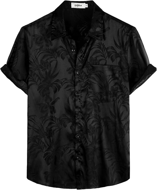 VATPAVE Mens Summer Jacquard Regular Fit Shirts Casual Button Down Short Sleeve Beach Tops with P... | Amazon (US)