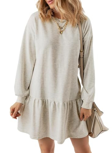 BLENCOT Womens 2025 Fall Long Sleeve Pullover Tops Crewneck Rib Knit Patchwork Sweatshirt Dress C... | Amazon (US)