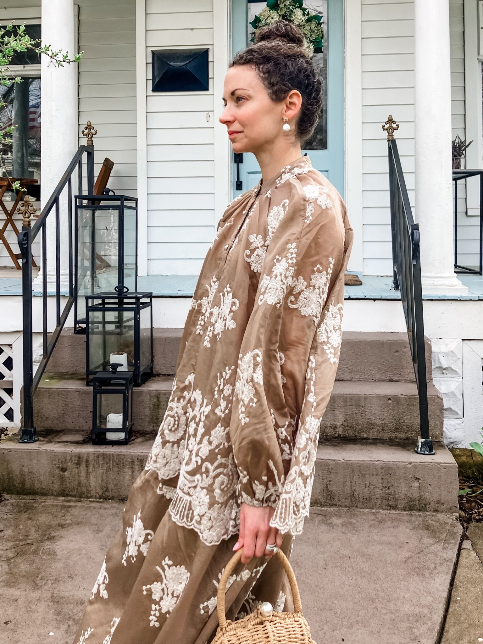 A beautiful embroidered skirt and top set!
Set from Chicwish. 
Seashell raffia bag from Chicwish. 
Petite outfit. Modest outfit. Spring outfit. Vacation outfit. 

#LTKOver40 #LTKgrwm #LTKootd