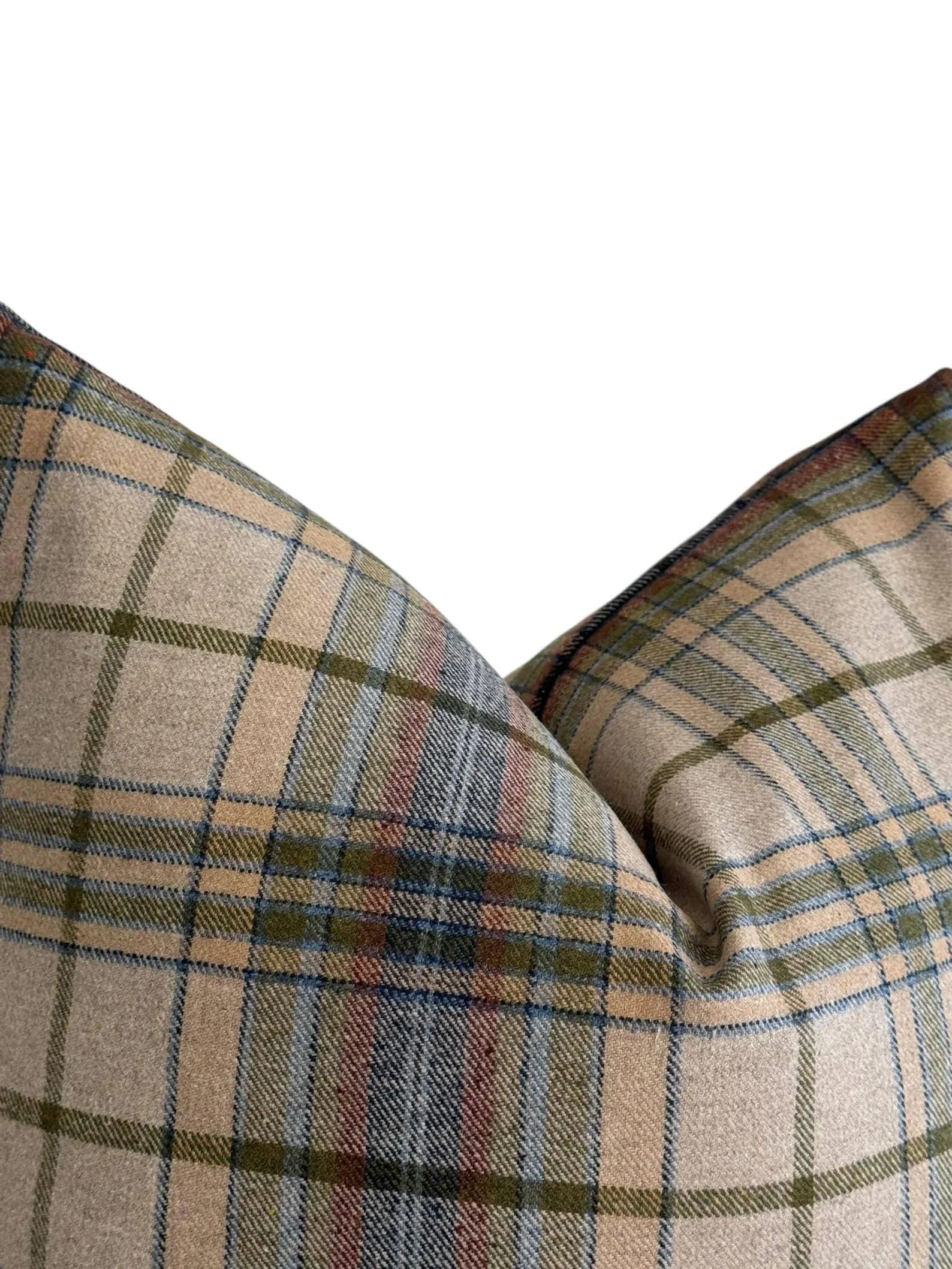 Beige Plaid Pillow Cover: Wool-look Fabric, Rustic Farmhouse Décor - Etsy | Etsy (Global)