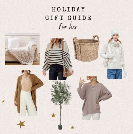 Gift guide for her! Gifts for her. Gifts for mom. Cardigan. Amazon gifts. Blanket. Basket. Sweater. Home decor. 

#LTKunder50 #LTKGiftGuide #LTKHoliday