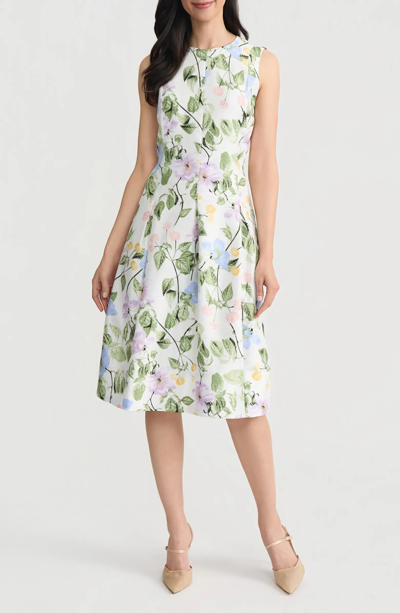 Pleated Princess Seam Sleeveless Fit & Flare Dress | Nordstrom
