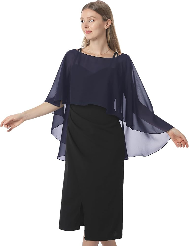 Capelets for women Chiffon Cape Shawls and Wraps for Evening Dress Wedding Capes Cover Up | Amazon (US)