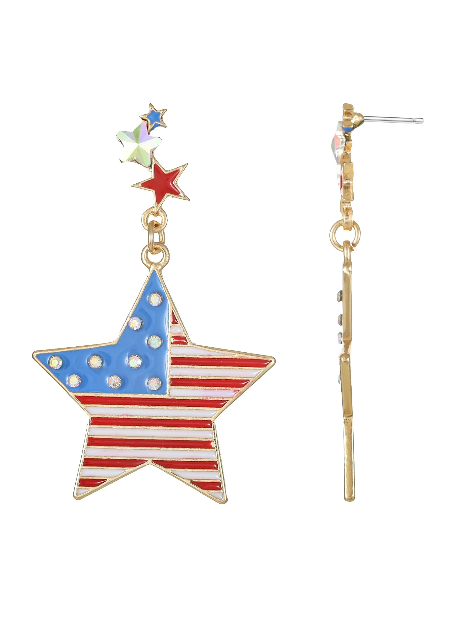 Way to Celebrate Americana Patriotic Star Drop Earrings - Walmart.com | Walmart (US)