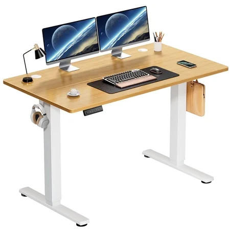 edx Electric Standing Desk, Height Adjustable Desk, 48 x 24 Inches Ergonomic Stand up Desk with Memory Preset for Home Office, Natural | Walmart (US)