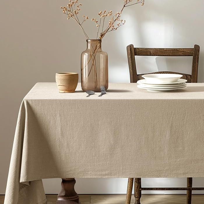 MIULEE Natural Linen Cotton Blend Tablecloth Rectangle, Luxury Waterproof Stain Resistant Durable... | Amazon (US)