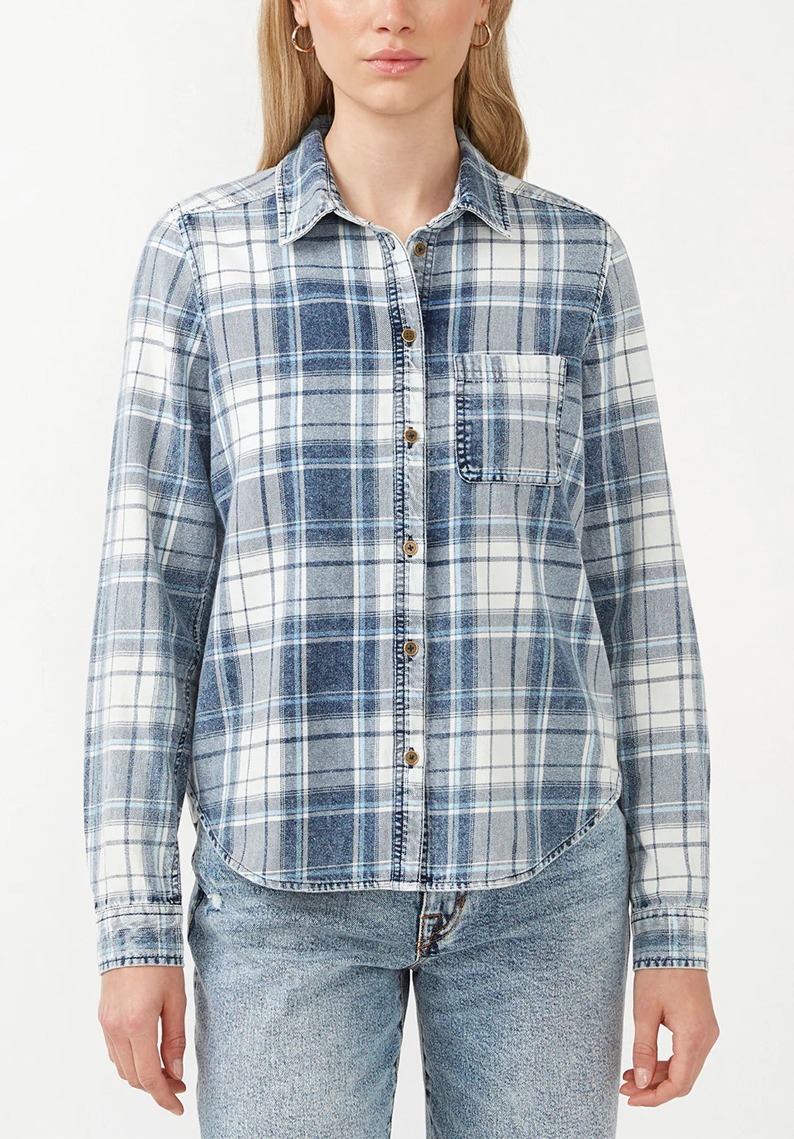 Teresa Women's Long-Sleeve Shirt in Blue Plaid - WT0053F | Buffalo David Bitton