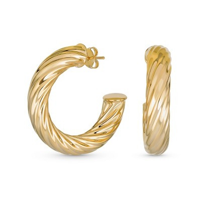 Bling Jewelry Timeless Twisted Rope Braid Cable Thick Big Hoop Earrings 1.5 Inch Light Weight Yellow Gold Plated | Target