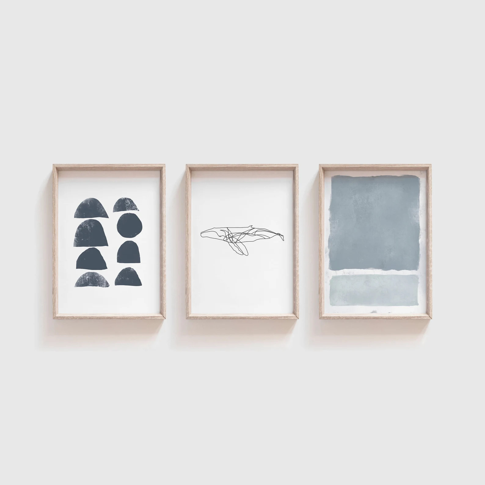 Coastal Set of Three Blue Gallery Wall Prints Line Drawing | Etsy | Etsy (US)