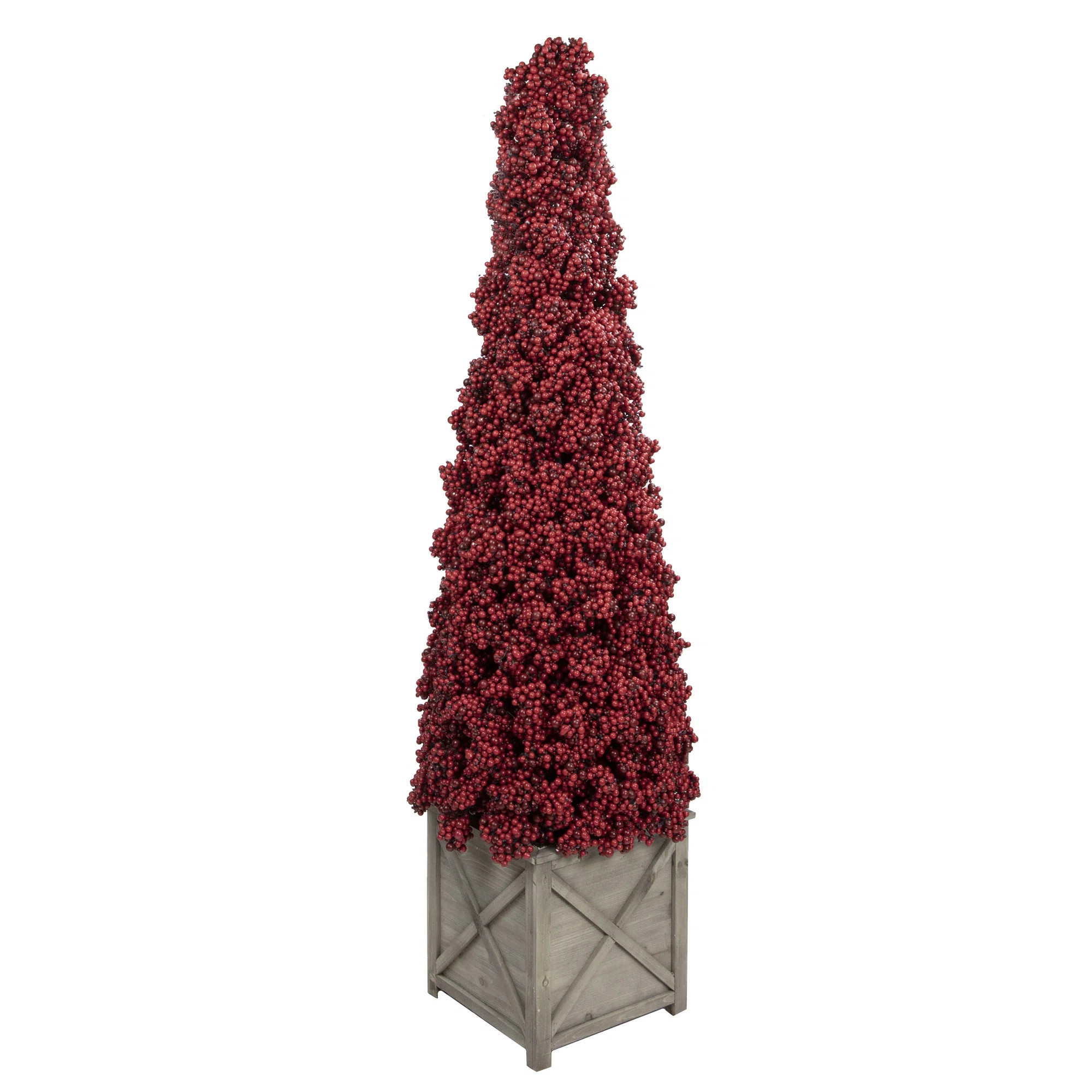 50" Red Berry Cone Potted Christmas Topiary | Wayfair North America