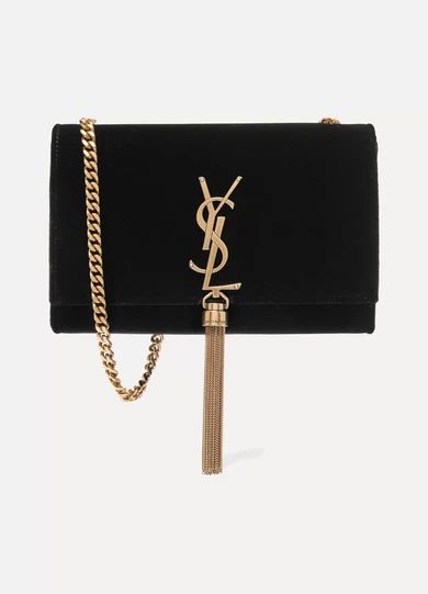 Saint Laurent - Monogramme Kate Velvet Shoulder Bag - Black | NET-A-PORTER (UK & EU)