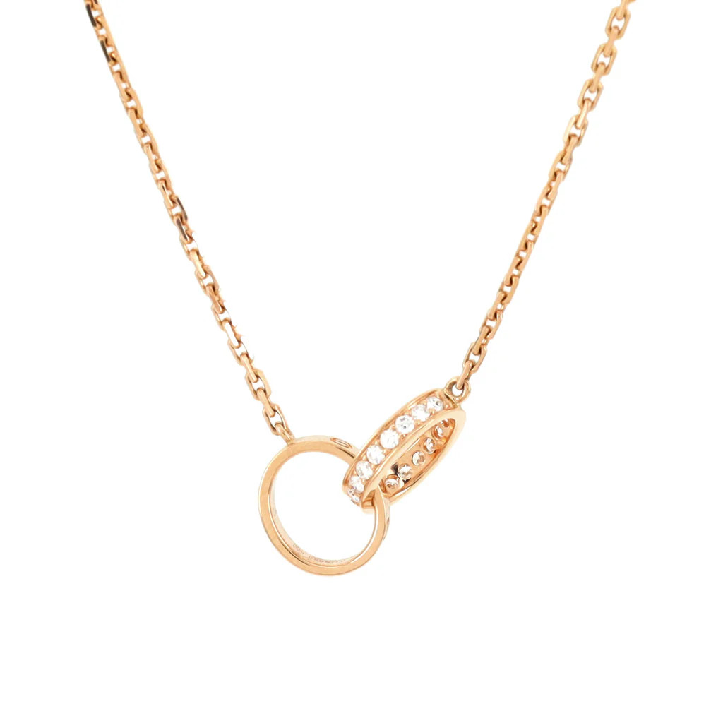 Love Interlocking Necklace 18K Rose Gold with Diamonds | Rebag