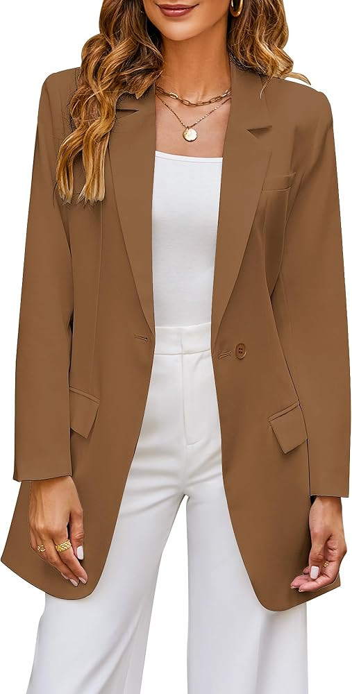 luvamia 2023 Blazers for Women Business Casual Outfits Fashion Dressy Long Suit Jacket Office Bel... | Amazon (US)