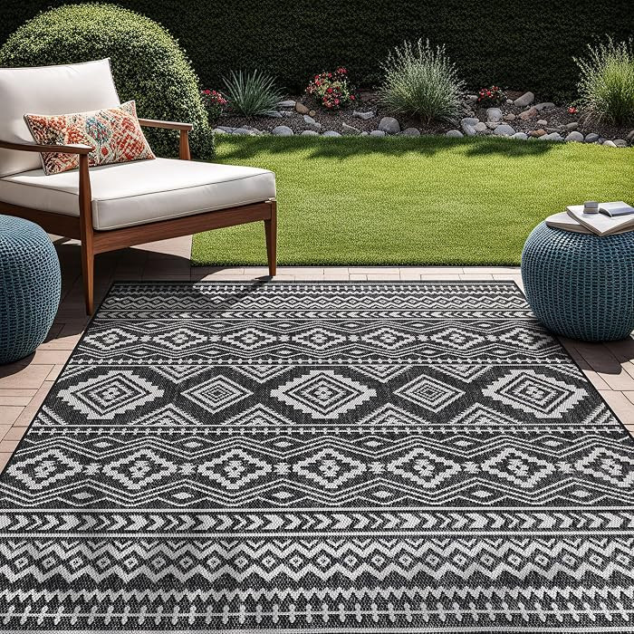 Beverly Rug Waikiki Boho Indoor Outdoor Rug 9x12, Washable Outside Carpet for Patio, Deck, Porch,... | Amazon (US)