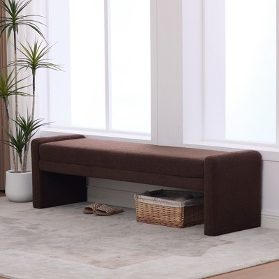 Upholstered Bench Cushioned Bed End Bench Padded Entryway Bench Dining Bench Footrest Stool, Coffee - ModernLuxe | Target