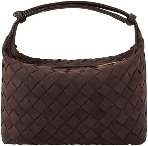 Suede Purse Bag for Women Vintage Woven Hobo Handbag Small Shoulder Bag | with Adjustable Strap | Amazon (US)