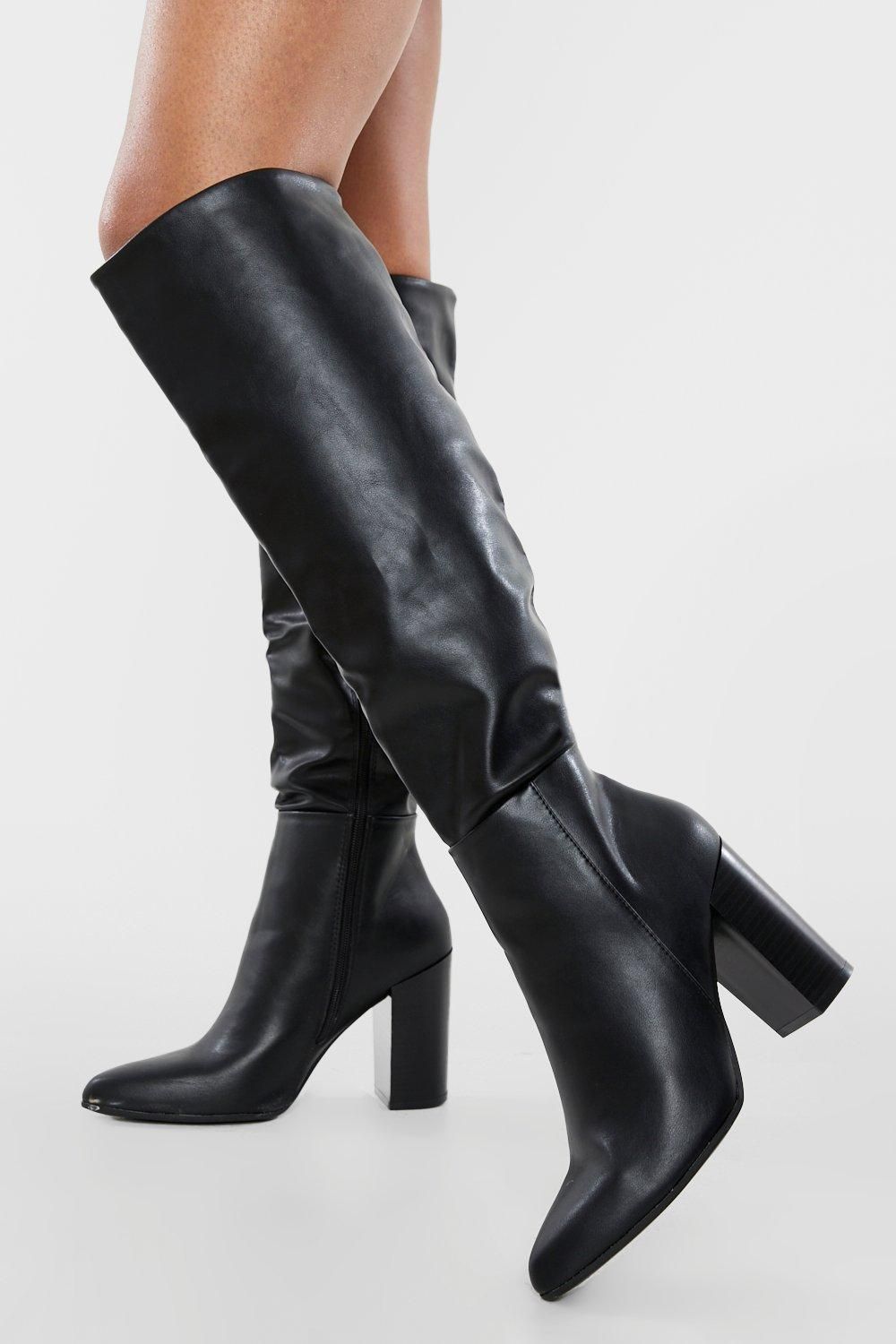 Womens Knee High Heeled Boots - Black - 6 | Boohoo.com (US & CA)