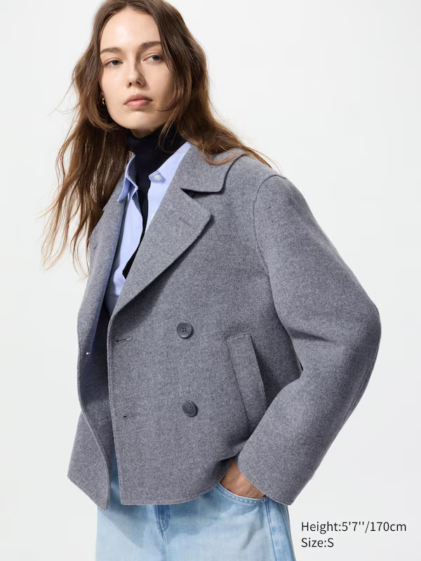 Manteau court en laine mélangée (Oversize) | Uniqlo FR