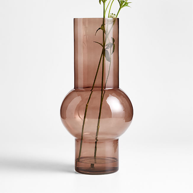 Cleone Smoke Brown Glass Squat Vase 17.3" | Crate & Barrel | Crate & Barrel