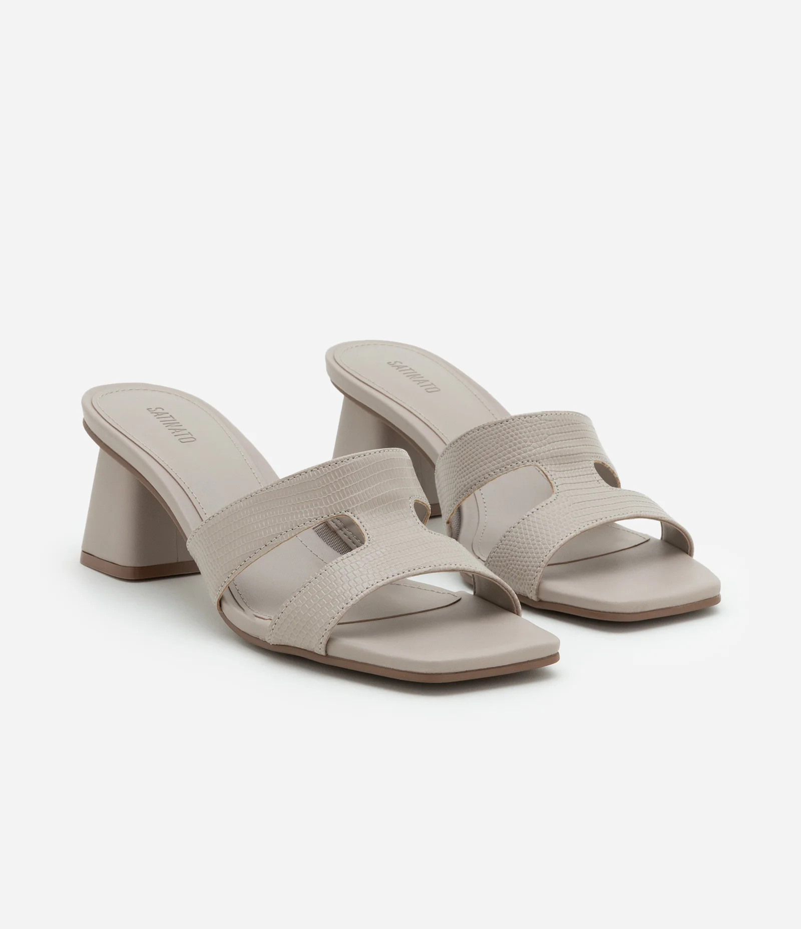 Sandália com Tiras em H e Salto Médio Bege - Lojas Renner | Renner (BR)