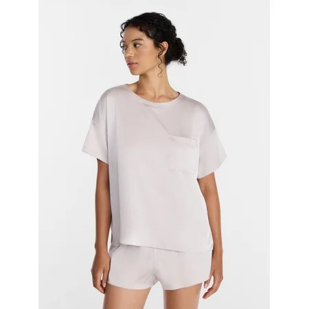 Joyspun Women’s Short Sleeve Stretch Satin Top and Shorts Pajama Set  2-Piece  Sizes XS-3X | Walmart (US)