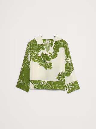 Relaxed Matte Silk V-Neck Top | Banana Republic (US)