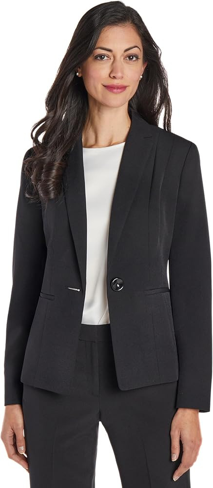 Kasper Women's Stretch Crepe One Button Blazer | Amazon (US)
