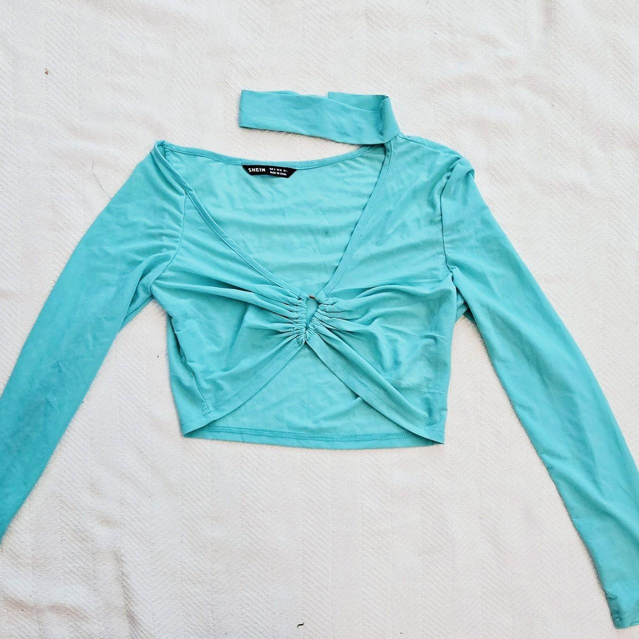 SHEIN Women's Crop top - Blue/Green - S | Depop US