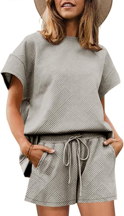 UNCLECAT Womens 2 Piece Lounge Sets Short Sleeve Tops and Shorts Travel Outfits Pajama Set with P... | Amazon (US)