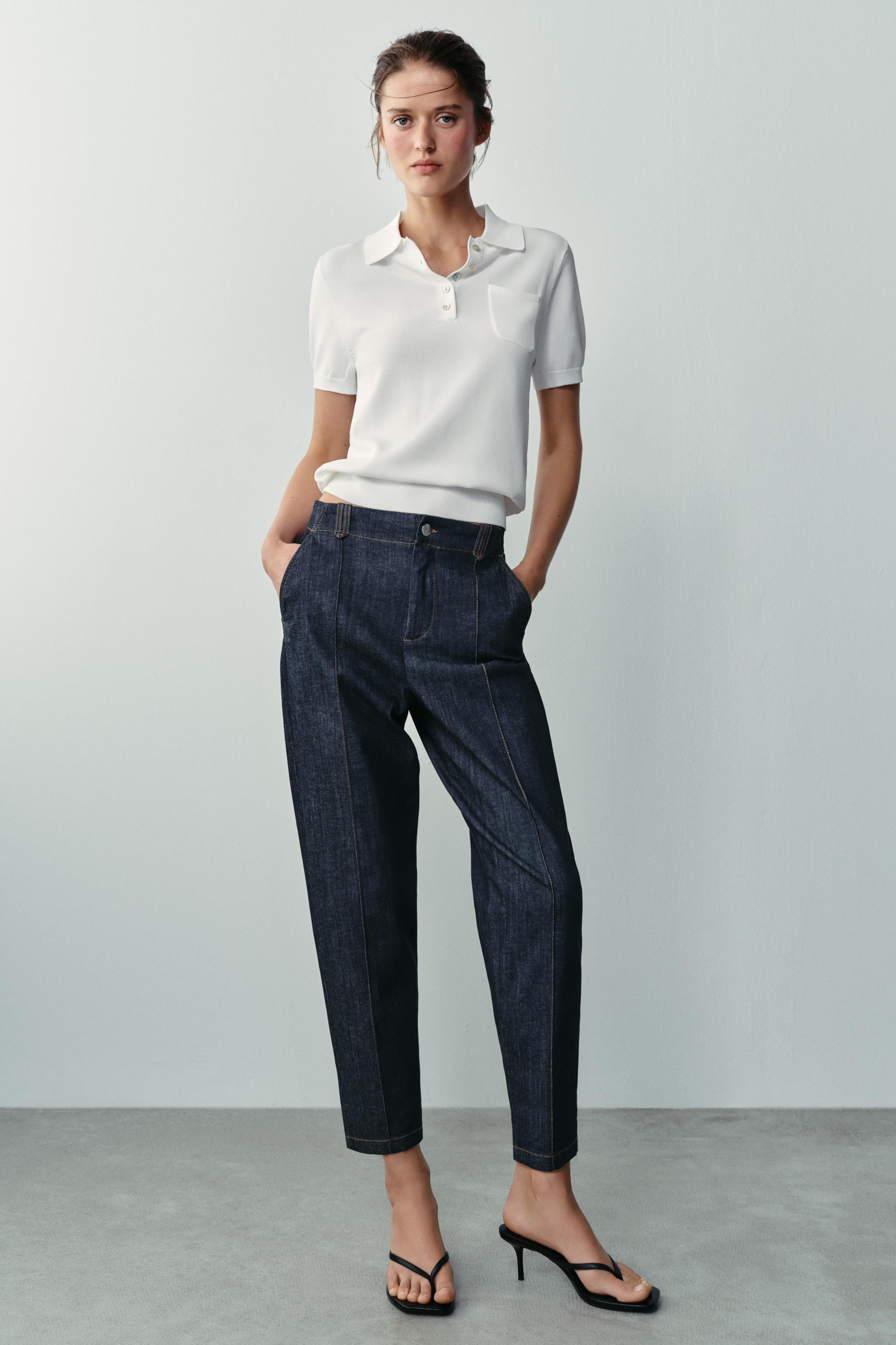 LOW RISE - CARROT FIT - ANKLE LENGTH. Low-rise ankle pants with an elastic waistband in the back.... | Zara US