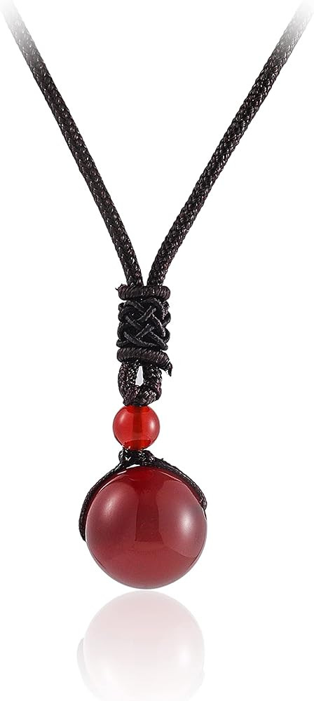 Pingyongchang Crystals and Healing stones Long Necklaces Simple Classic Adjustable Round Wealth G... | Amazon (US)