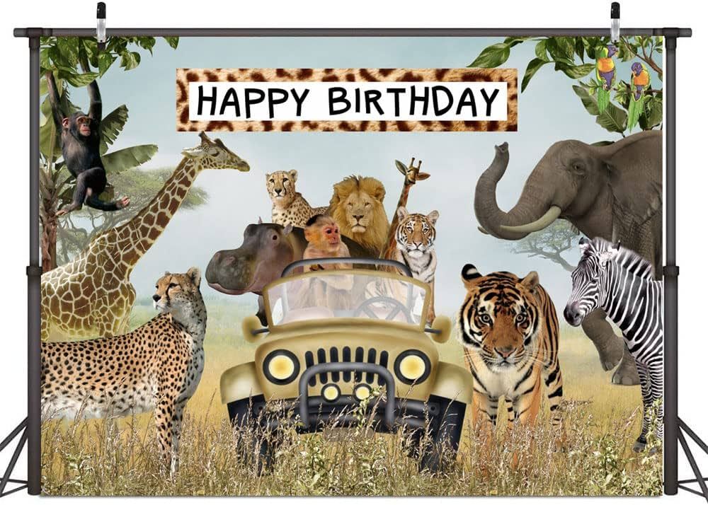 Ticuenicoa 10×7ft Jungle Animals Happy Birthday Backdrop Africa Animals Safari Animals Zoo Wildl... | Amazon (US)