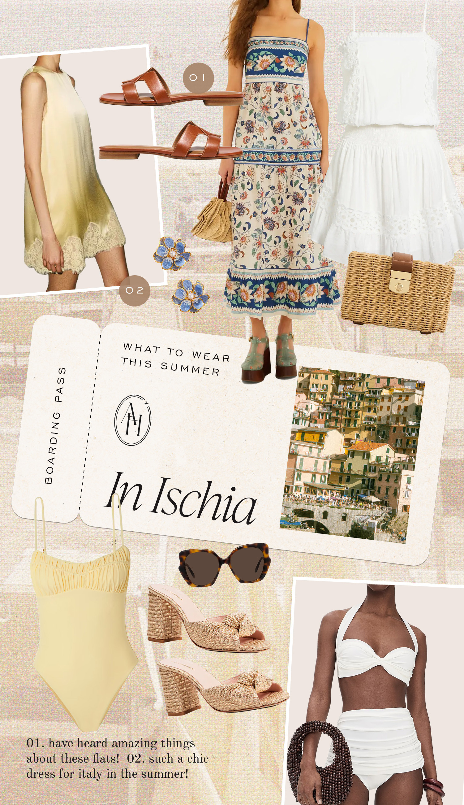 Everything you need for an Italian island summer. Floral maxi dresses, tan slides, wicker bags, ruched swimsuits & raffia heels. 

 #LTKSeasonal #LTKSwim

#LTKtravel