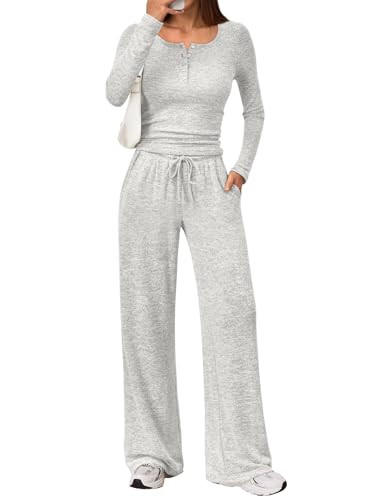 Trendy Queen Women's 2 Two Piece Matching Lounge Sets Fall Winter Airport Fashion Outfits Sweater Wide Leg Pants Sweat Suit Travel Cute Old Momey Clothes Casual Workout Sweatsuit Loungewear 2026 | Amazon (US)