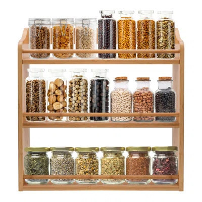 3 Tier Bamboo Spice Rack, Seasoning Jars Rack Shelf Spice Organizer For Kitchen Counter Or Wall Mounting,(Bamboo) | Wayfair North America