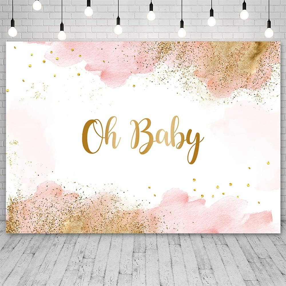 Sendy 7x5ft Oh Baby Backdrop for Girls Watercolor Pastel Photography Background Pink Clouds Gold ... | Amazon (US)