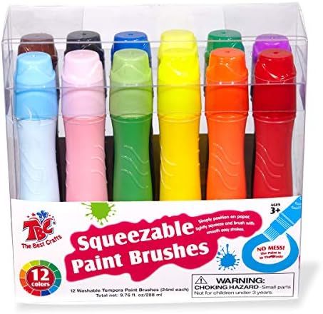 TBC The Best Crafts 12 Colors Squeezable Brush Paints for Kids Early Learning, Washable Tempera P... | Amazon (US)