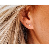 Pearl Stud Earrings Small Tiny Ear Studs Bridesmaid Jewelry Minimalist | Etsy (US)