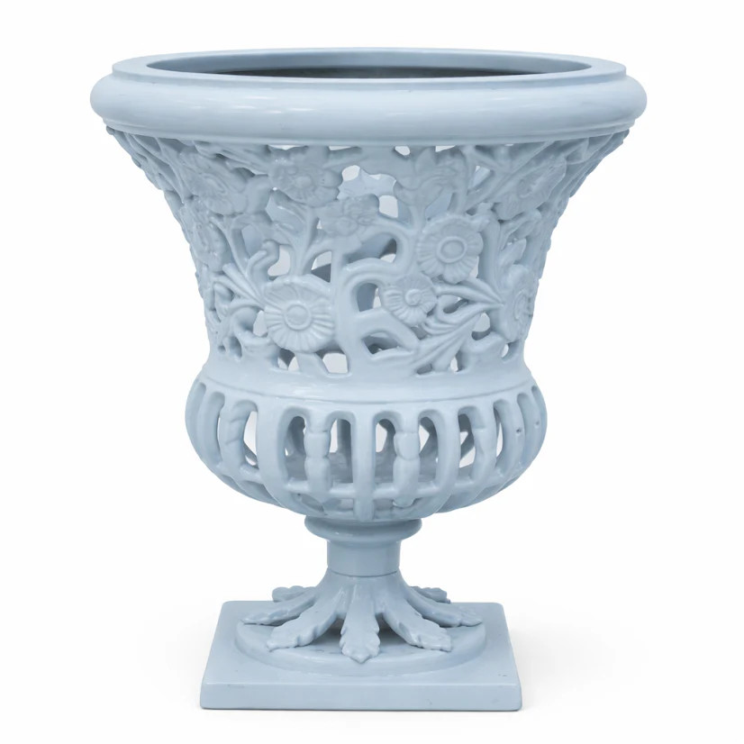 16" Soft Blue Floral Urn | The Enchanted Home