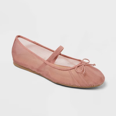 Women’s Rosa Mesh Bow Mary Jane Flats – A New Day™ Pink | Target
