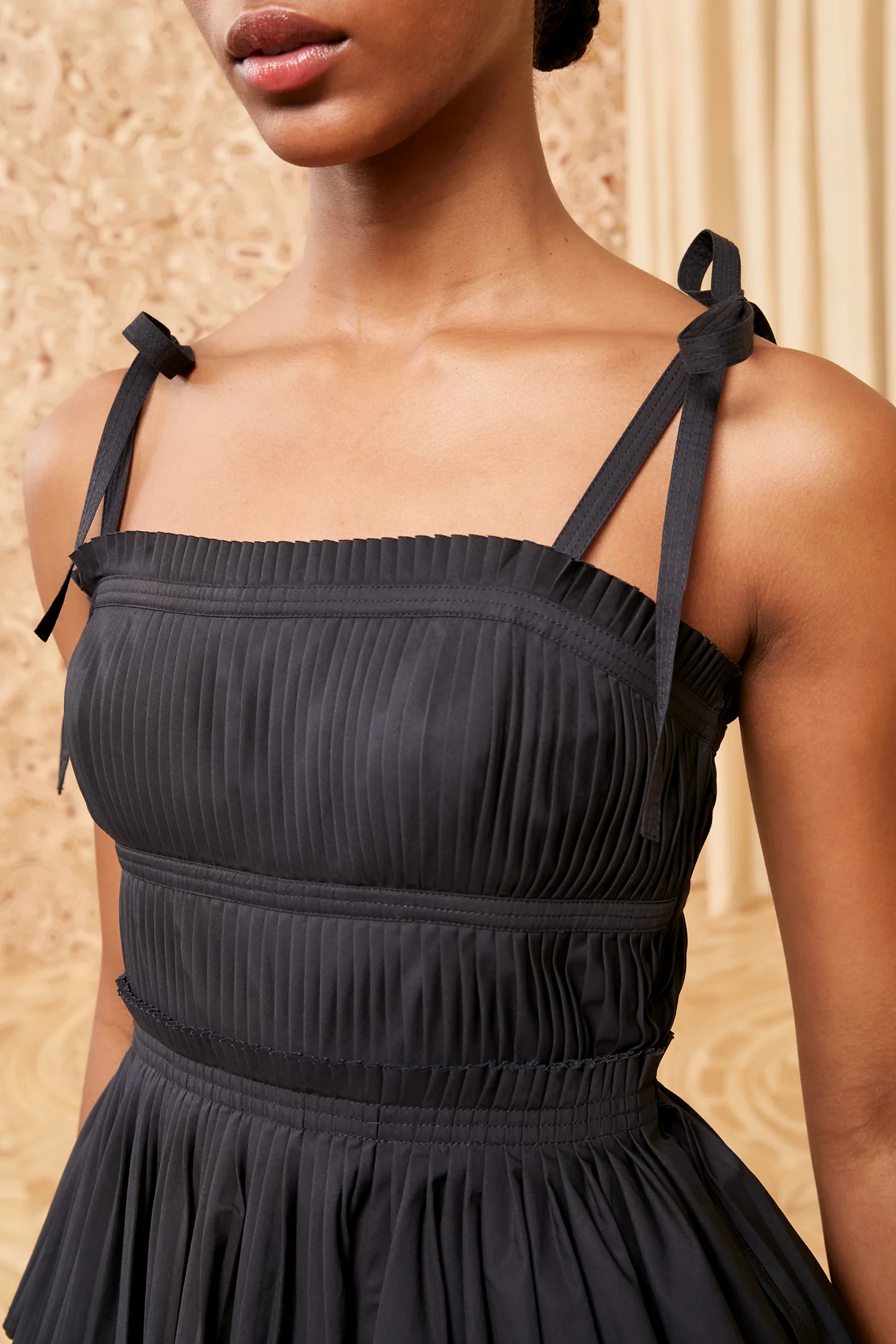 Black Cotton Poplin Ruffled Mini Dress | Ulla Johnson