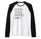 Coffee Yoga Puppies Naps Cute Gift Raglan Baseball Tee | Amazon (US)