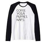 Coffee Yoga Puppies Naps Cute Gift Raglan Baseball Tee | Amazon (US)
