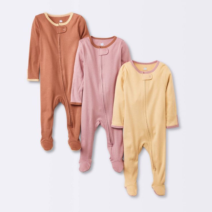 Baby 3pk Zip-Up Sleep N' Play - Cloud Island™ Orange | Target